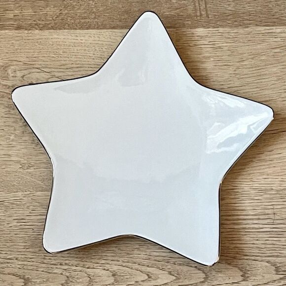 St.Nicholas Square Tis the Season Star Plate Platinum Rim White Porcelain - Picture 8 of 13